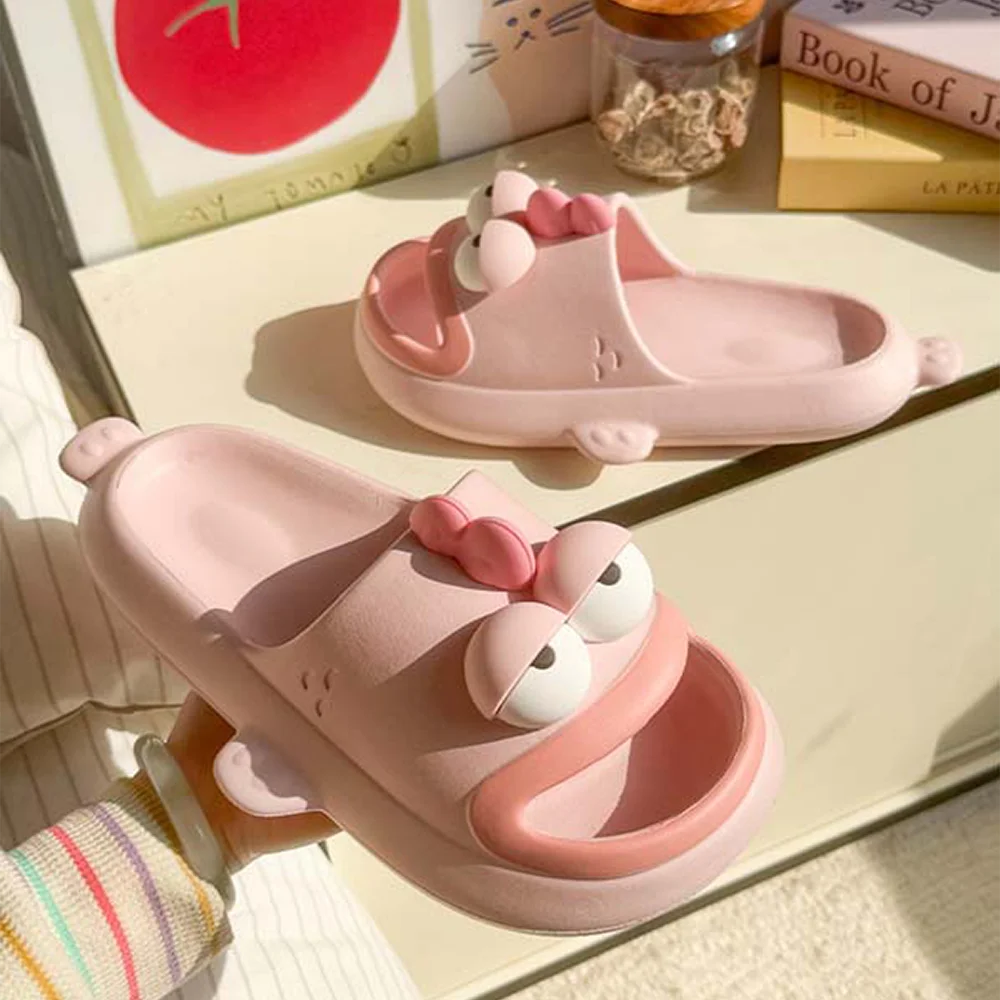 SHAJI Funny Cartoon Couple Slippers, Unisex Summer Soft EVA Non Slip Slides, Indoor Home Bathroom Shower Beach Casual Footwear